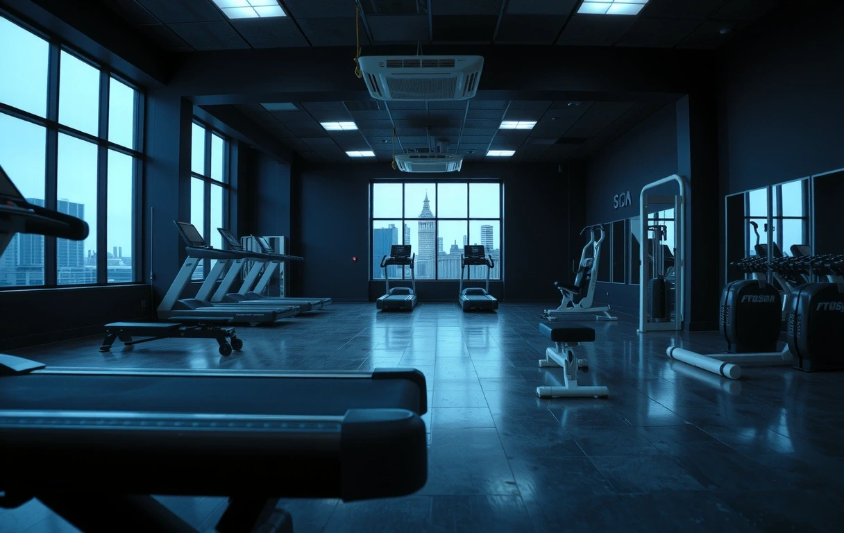 Empty gym floor at night